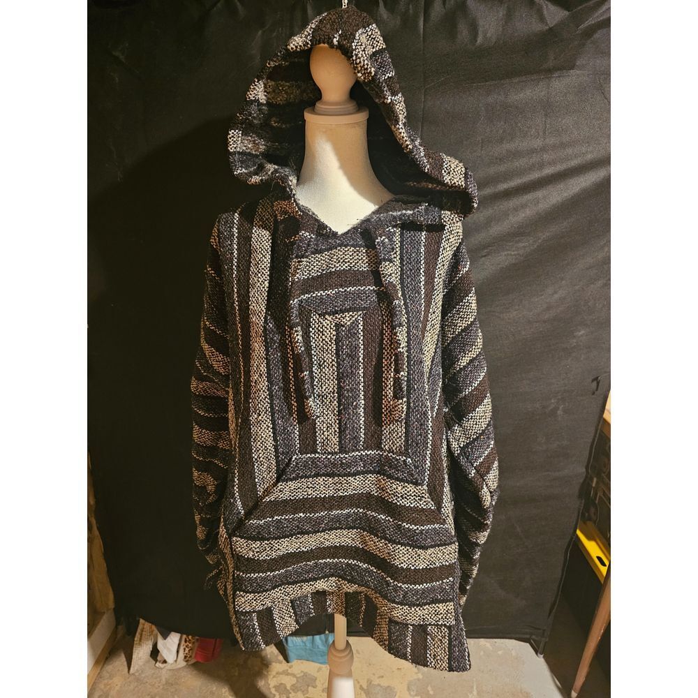 Molina Mens XL Hoodie Sweatshirt Drug Rug Brown Striped